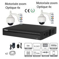 DAHUA Kit vidéo surveillance 2 caméras dômes extérieure motorisées avec Zoom 4X